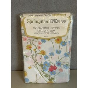 Vtg Springmaid 2 Standard Sz Pillowcases Marvelaire No Iron Granny Core Floral